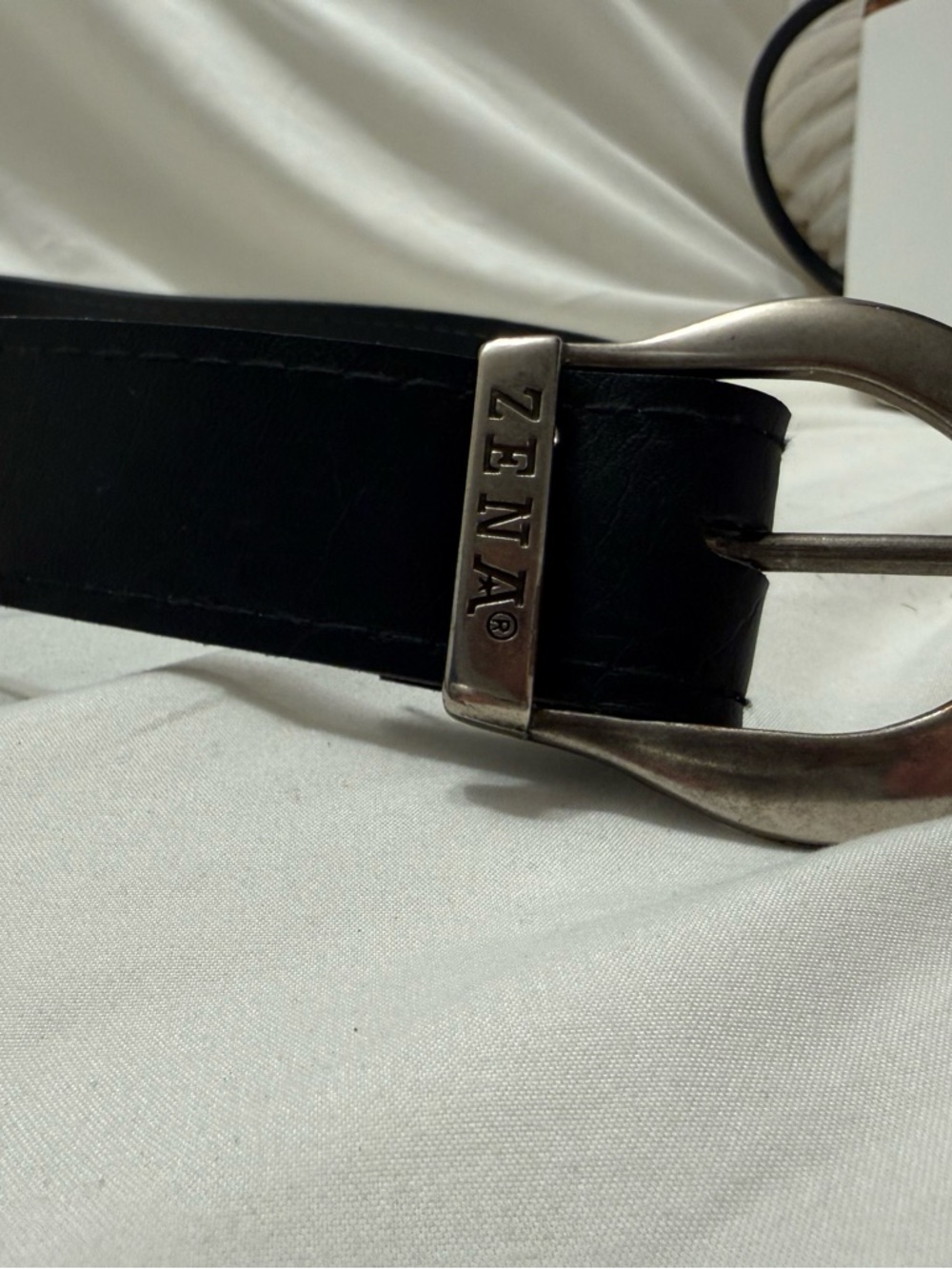 Zena Black Leather Belt with Silver Buckle 14